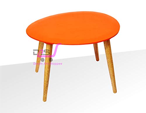 Image of Shoppee Foldable Oval Shaped Bed Side Table for Coffee Tea & Living Room Beauty Full Table (Medium, Orange)