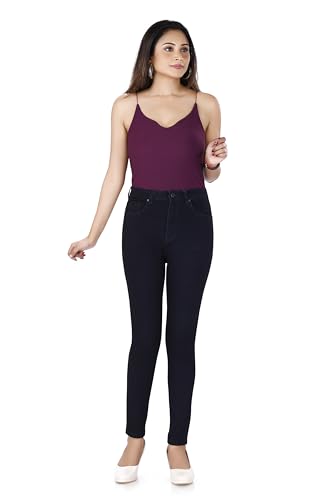 Image of TWGE - Women's Low Rise Skinny Fit Jeans - Single Button, Stretchable Denim Pants - Ankle Length - Stylish Casual Wear