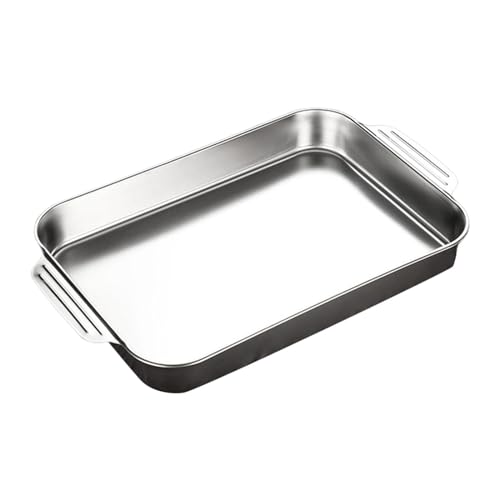 Plat à rôtir en acier inoxydable robuste au design rectangulaire épuré - 3
