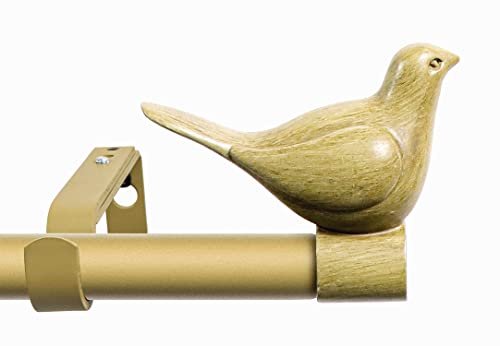 MERIVILLE 3/4" Diameter Farmhouse Single Window Treatment Curtain Rod, Bird Finials (28"-48", Cottage)