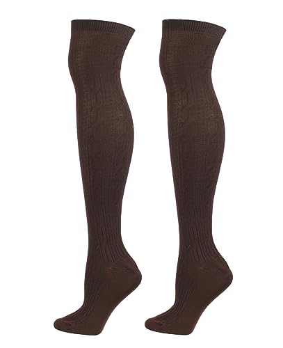 Image of ATHX Women's Knit Thigh Socks Winter Boot Stockings Over Knee High Leg Warmers (Coffe)