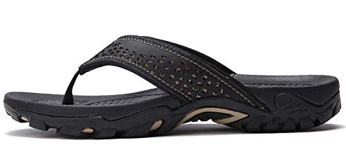 ChayChax Herren Zehentrenner Flip Flops Outdoor Sport Strand Sandalen Sommer Hausschuhe Badelatschen mit rutschfest Gummisohle,Schwarz,47 EU Cover