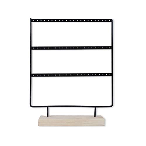 Preisvergleich Produktbild Leikance Ohrringständer, 66 Löcher, Schmiedeeisen, Ohrringhalter, dekorativer Schmuckhalter mit Holzsockel