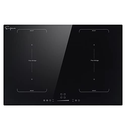 Image of Empava 30-Inch Electric Induction Cooktop 6 Booster Burners Stove Top 7200W Including 2 Flexi Zone in Black Vitro Ceramic Glass, 30 Inch Bridge