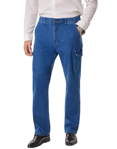 Mens Cargo Jeans with Elastic Waist Relaxed Fit Denim Cargo Pants Men Easy Wear Perfect for Outdoor2