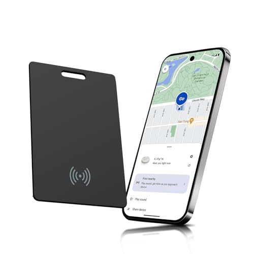 Dünne Wallet Tracker Karte Smart Tag für Android - Google Find My Kompatibel | IP68 Wasserdichter Bluetooth Tracking Card mit kabellosem Laden | Wallet Finder für Reisepass, Handtasche & Reisegepäck