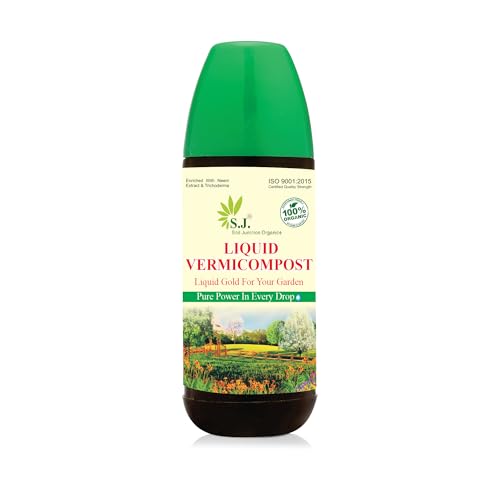 SJ Organics LIQUID Vermicompost For Plants - 450 ML | Equivalent to 5KG Vermicompost | With Measuring Cup | Fertilizers for Plant Home Garden | Enriched Plant Food Fertilisers |