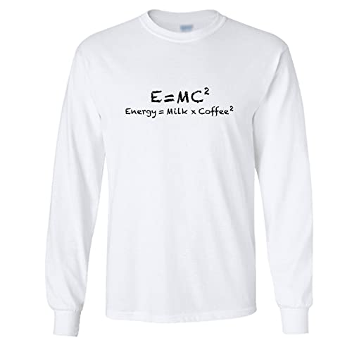 T-shirt manches longues E=mc2 en coton respirant grand confort blanc 4XL