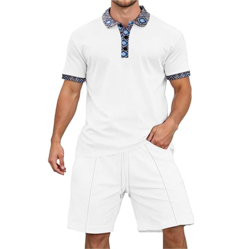 Ensemble homme été tendance avec t-shirt col montant et short de sport