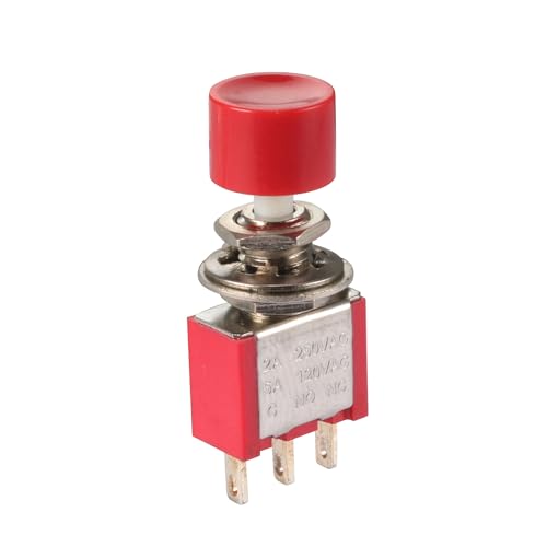 Sourcing Map A11032900UX0486 Uxcell Ac 2A/250V 5A/120V 3 Pin Spdt Momentary Push Button Pushbutton Switch 1 No 1 Nc cover