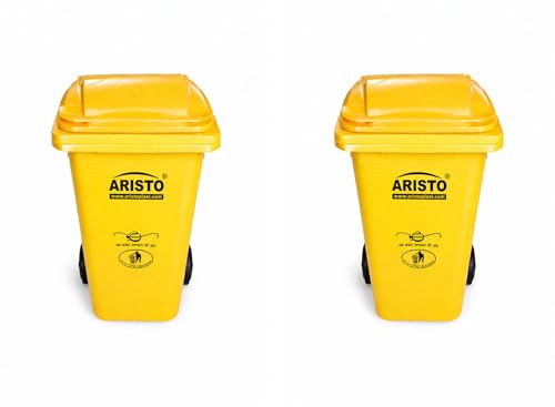 Image of ARISTO Wheel Garbage Dustbin 120 LTR - Yellow Pack of 2