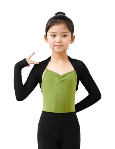 ASHER FASHION Girls Kids Ballet Shrug Sweater Long Sleeve Open Front Wrap Top Dance Dress Cover Up