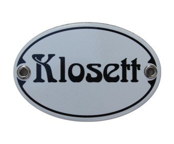 Türschild Klosett Emaille Schild Jugendstil 7 x 10,5 cm Emailschild weiß (ohne Holzrahmen)
