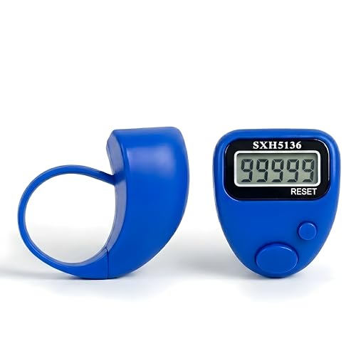 Image of Digital Finger Tally Counter, 5-Digit LCD Display, Ring Design with Reset Button (Pack of 1) (Blue)