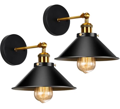 PETITES ECREVISSES 2 Piezas Aplique de Pared industrial Lámparas de Pared E27 Iluminación Interior Luz de Pareds ø22cm Metal Ajustable Lámparas para Salón Pasillo