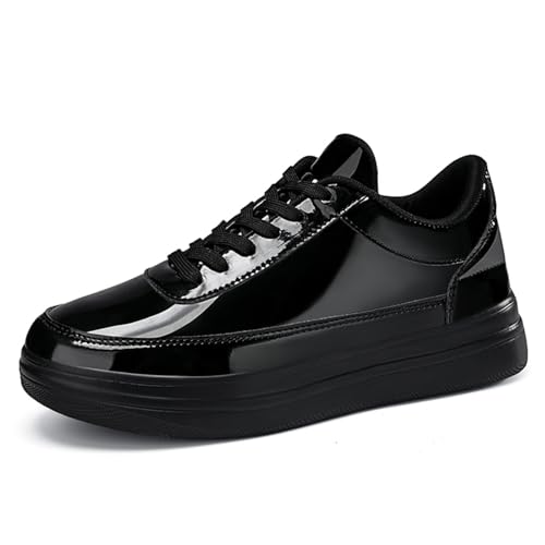 GSIGUL Men's Fashion Sneakers Casual Walking Shoes Patent Leather Sports Skate Shoes for Men