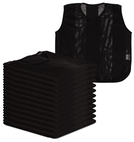 A2Z 12 Pack Sports Training Mesh Bibs Lightweight Comfortable - Sports Bibs Black 12 Pack 4-8