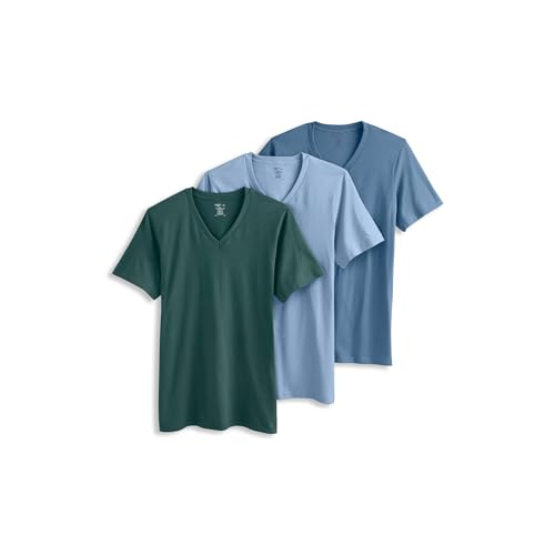 Image of Jockey Classic V-Neck Undershirt- 3 Pack - 100% Cotton T-Shirts for Men, Fresh Coast /Shower /Cactus Pine, L