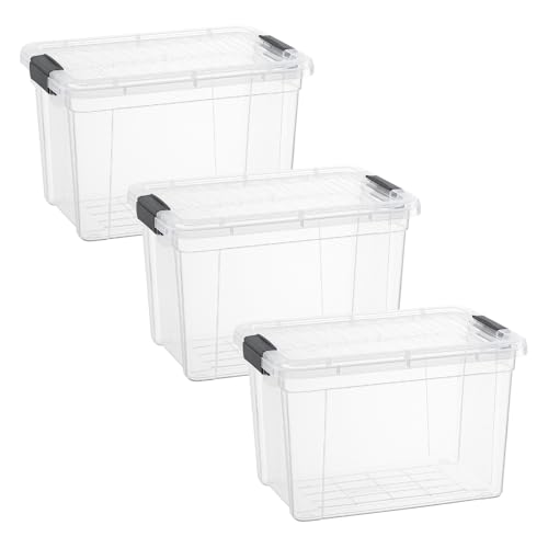 Image of Superio 2.5 Quart Clear Plastic Storage Boxes with Lids, Stackable Organizer Containers, BPA-Free Storage Bins for Home, Office, School & Dorm, 3 Pack