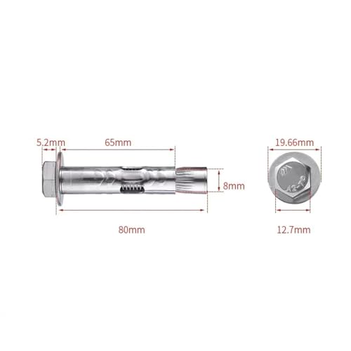 Image of 5Pcs M8*80mm Expansion Screw Bolts Stainless Steel Anchor Bolts for Wall