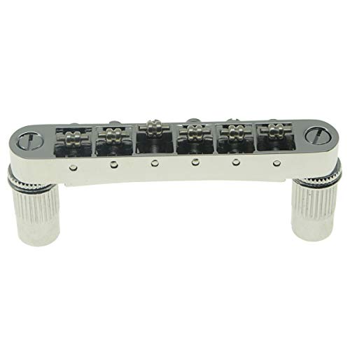 Kaish Chrome Guitar Roller Saddle Bridge Tune-O-Matic Bridge With Roller Saddles For Epiphone Les Paul,Sg,Dot,Bigsby Guitar With M8 Threaded Posts #TOP4