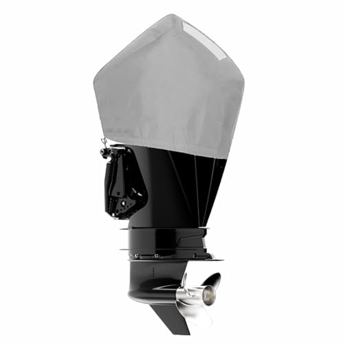 TeBaisea Housse de moteur hors-bord pour Mercure, housse de moteur de bateau étanche et résistante avec maille ventilée, convient pour 175 CV, 200 CV, 225 CV, 175 PRO XS 4 temps V6 3,4 L (gris)