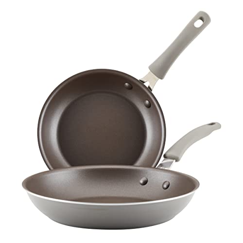 Image of Rachael Ray Cook + Create Nonstick Frying Pans/Skillet Set, 9.5 Inch and 11.75 Inch, Gray