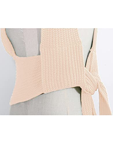 Lucky2Buy Sweater Vest For Women Sleeveless Crop Knitwear Casual Strappy Backless Tank Top Streetwear Apricot #TOP6
