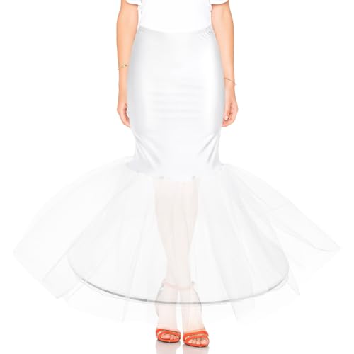 Women Mermaid Petticoat Fishtail Underskirt Trumpet Crinoline for Mermaid Wedding Bridal Dress White