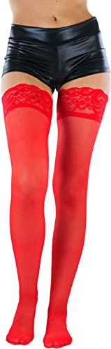 Image of ToBeInStyle Women's Wide Floral Lace Fishnet Thigh Hi Stockings