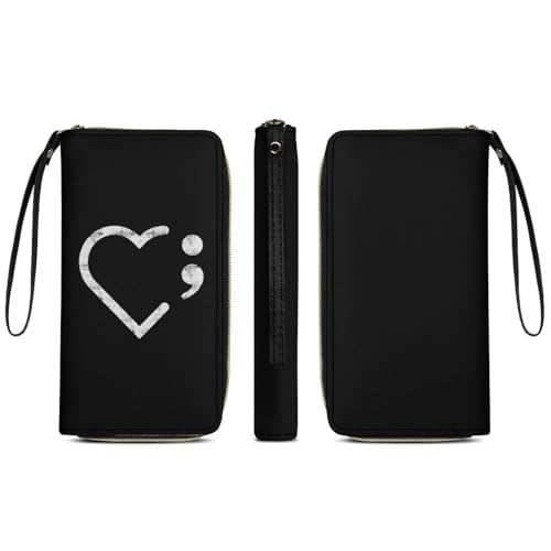 Semicolon Suicide Prevention Portable Long Wallet for Women Men Zipped Travel Purse Credit Card Holder Coin Pouch3