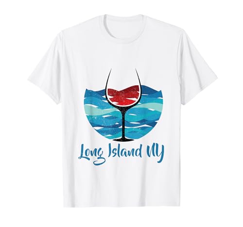 Long Island Beach Wine Glass Ocean Winery Tour T-Shirt