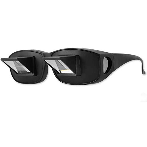 Lazy Bed Prism Reading Glasses, Glasses Horizontal Glasses Spectacles Lie Down for Reading Watching TV Myopia Usable(Black)