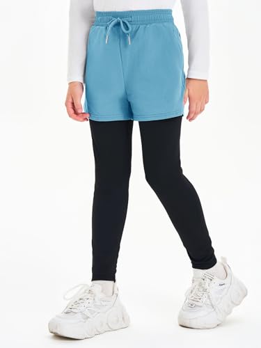 Haloumoning Boys Athletic 2 in 1 Shorts with Leggings Kids Workout Basketball Compression Pants with Zipper Pockets2