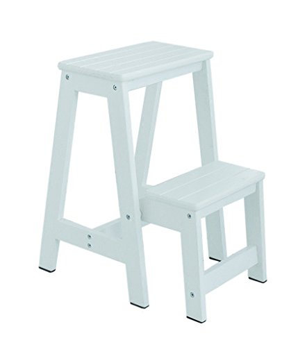 Échelle de tabouret pliant en bois massif blanc à double usage - 2