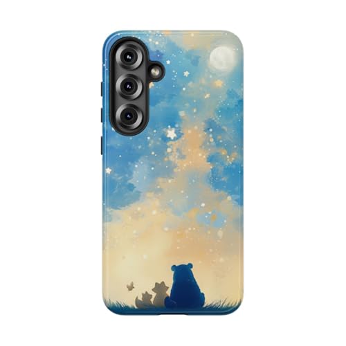 Coque rigide brillante Samsung S25 Plus antichoc bleu ciel étoilé