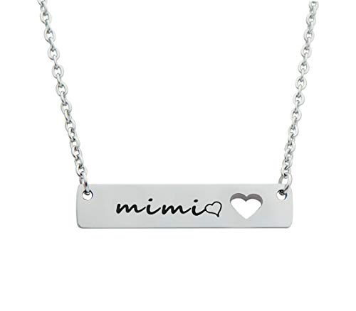Grandma Gifts Stainless Steel Bar Pendant Necklace for Mimi Nana Gigi Grandmother Jewelry