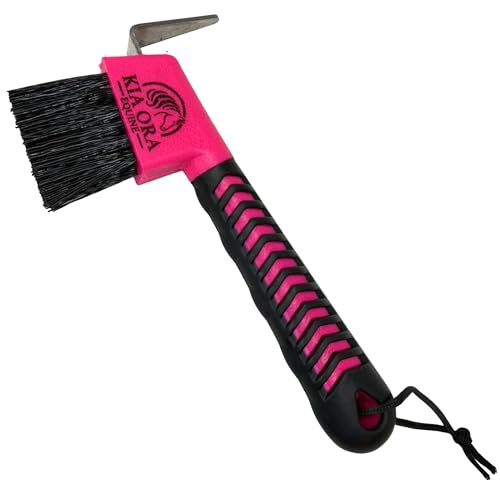 Kia Ora Equine Hufkratzer Pink mit Bürste & Metallspitze...
