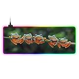Large RGB Gaming Mouse Pad Beautiful Javan Tree Frog Sitting On Glowing Extended Mousepad...