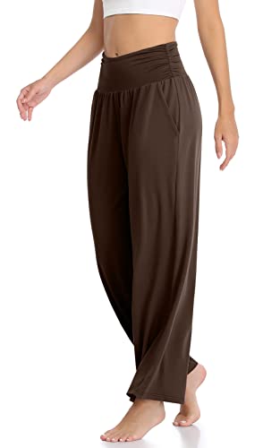 Image of TARSE Womens Wide Leg Pants Casual Loose Yoga Sweatpants Comfy Lounge Pajama Flowy Pants Pockets