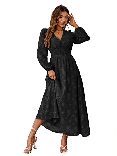 Image of Simplee Apparel Women's Boho Floral V Neck Formal Maxi Ruffle Dress Long Flowy Bridesmaid Wedding Party Evening Dress