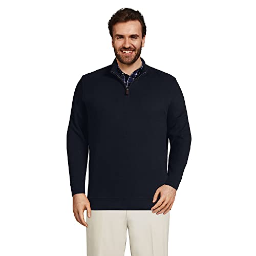 Lands' End Mens Bedford Rib Quarter Zip Sweater Radiant Navy Regular Medium #TOP17