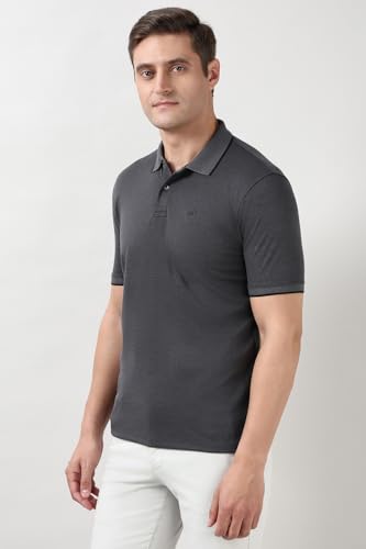Image of Peter England Men's Cotton Blend Solid Polo T-Shirt | Everyday Wear | Fashionable & Breathable
