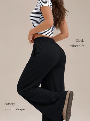 Image of Trendy Queen 2 Piece Matching Summer Lounge Set Womens Side Ruching Top Wide Leg Pants Sets with Pockets
