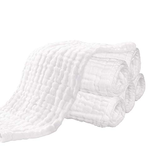 YOOFOSS Muslin Baby Burp Cloths 100% Cotton Large 20''x10'' Extra Soft Face Towels 6 Pack Burp Cloths for Baby Boys and Girls