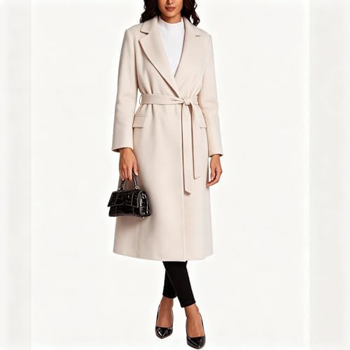 Gabardina larga de lana para mujer, estilo casual, mezcla de lana...