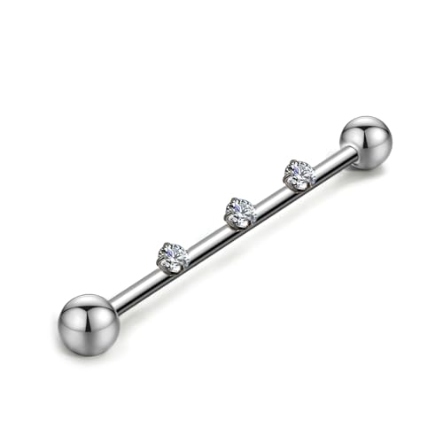 ZYTAIJEW 1pc G23 Titanium 14G Barbell 5mm Ball Set Internally