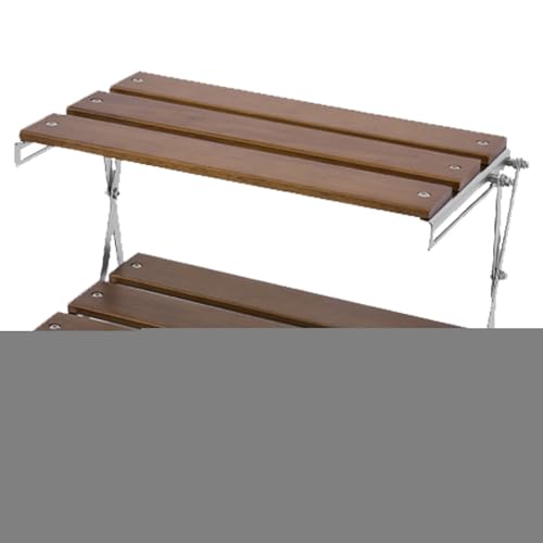 Generisch Estantería plegable – Armario de camping plegable con 3 niveles, estantería de almacenamiento de camping – Almacenamiento exterior de acero inoxidable y madera, resistente y portátil para