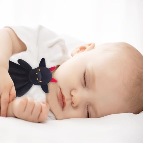 Image of Baby Black Dragon Soft Stuffed Animal Security Blanket, Dinosaur Plush Character Lovey Blanket, Baby Shower /Nursery Gift, Newborn Infant Toddler Snuggle Blankie for Boys Girls, 14 Inches