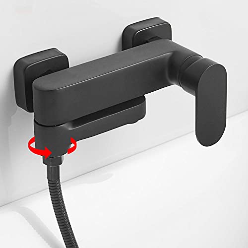 Robinet de douche en laiton pivotant noir avec commande chaud froid